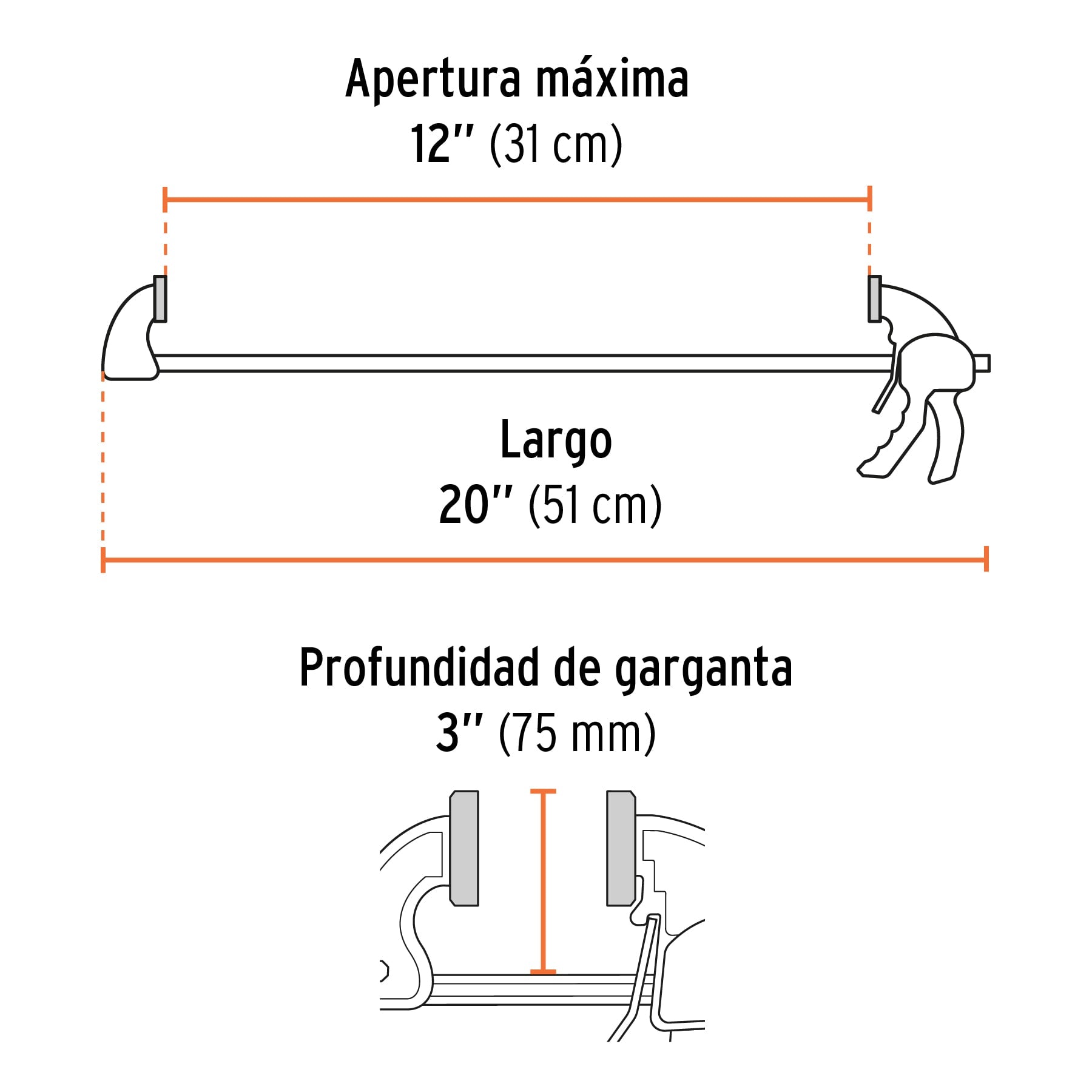 Prensa de ajuste rápido 12' uso rudo, cuerpo nylon, Expert PAR-212 100143 MM00