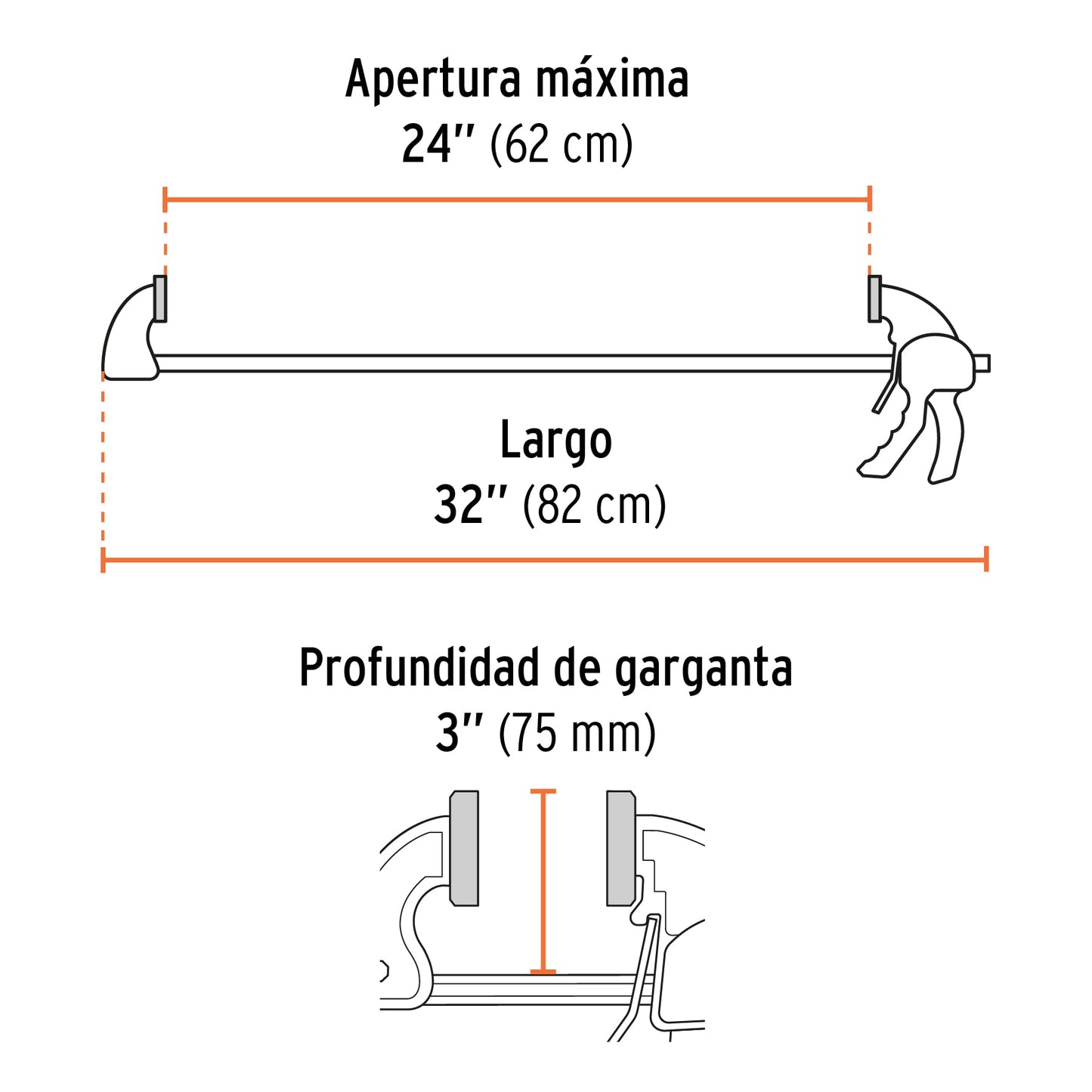 Prensa de ajuste rápido 24' uso rudo, cuerpo nylon, Expert PAR-224 100144 MM00