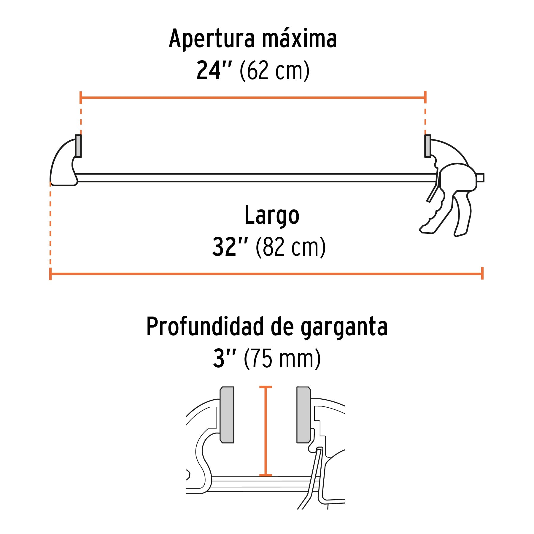 Prensa de ajuste rápido 24' uso rudo, cuerpo nylon, Expert PAR-224 100144 MM00