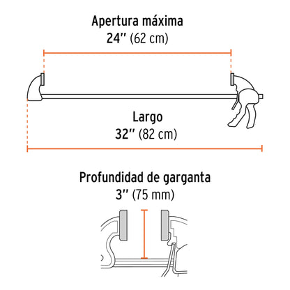 Prensa de ajuste rápido 24' uso rudo, cuerpo nylon, Expert PAR-224 100144 MM00