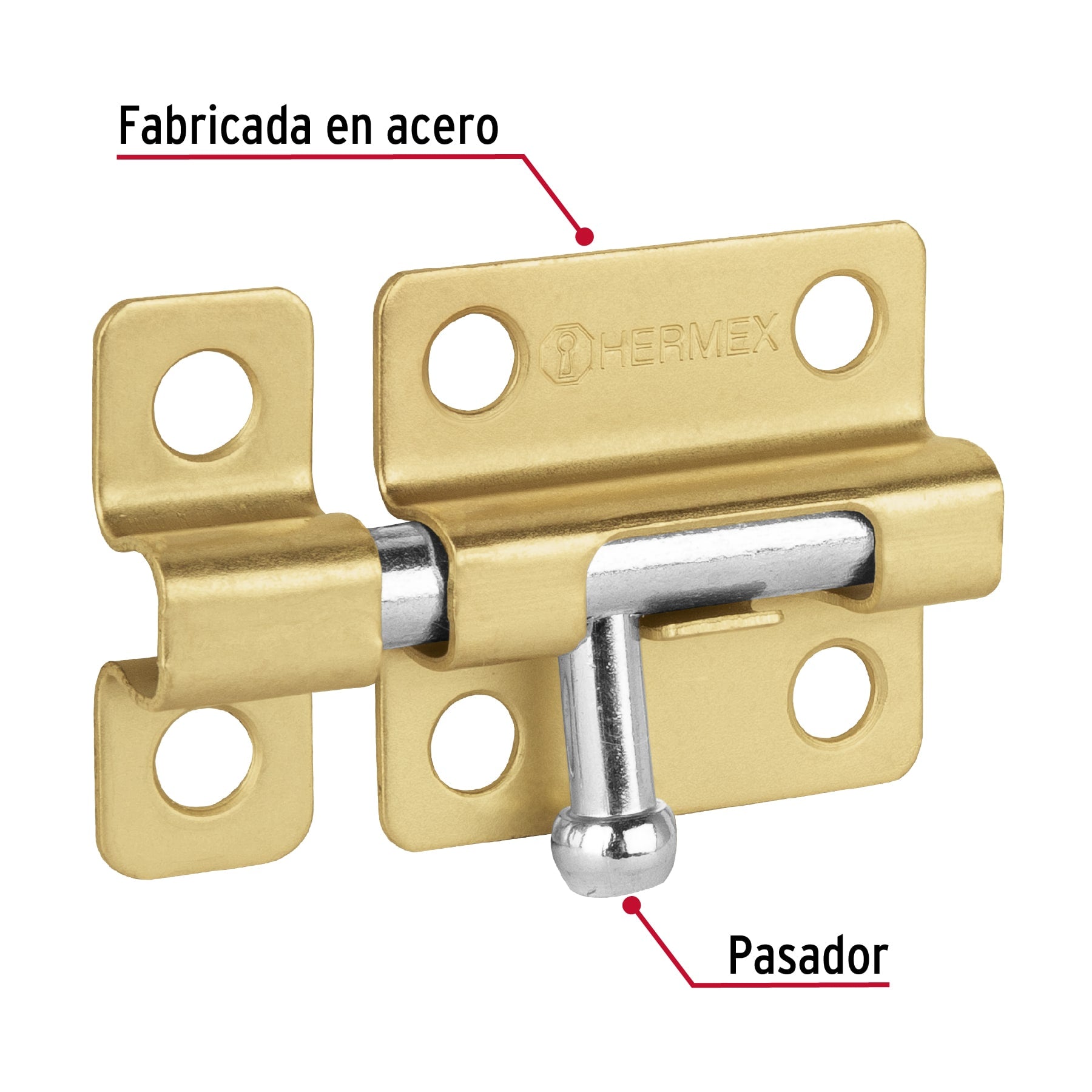 Pasador de barril de acero latón 2', Hermex PAS-21 45723 MM0