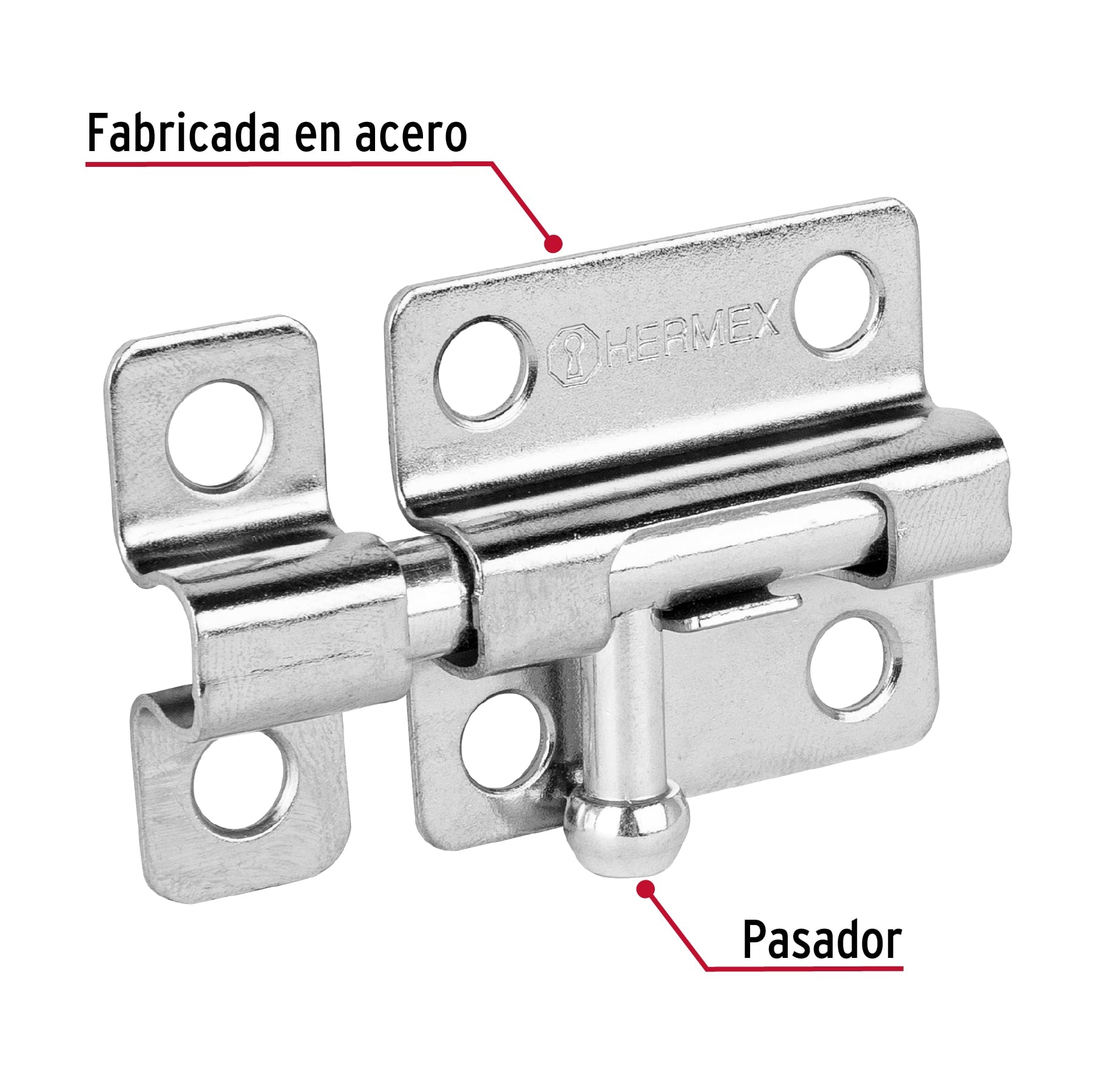 Pasador de barril de acero cromo 2', Hermex PAS-23 45733 MM0