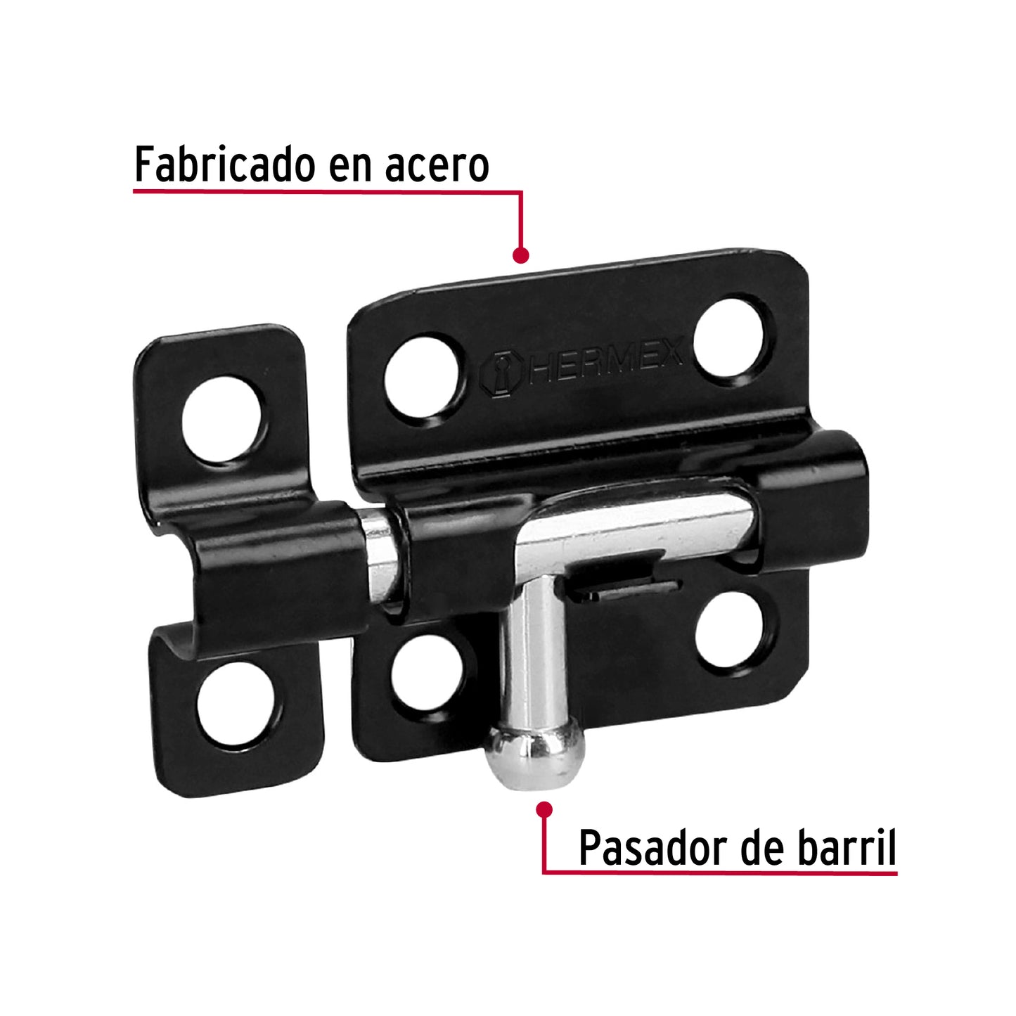 Pasador de barril 2' de acero acabado negro, Hermex PAS-26 43693 MM0