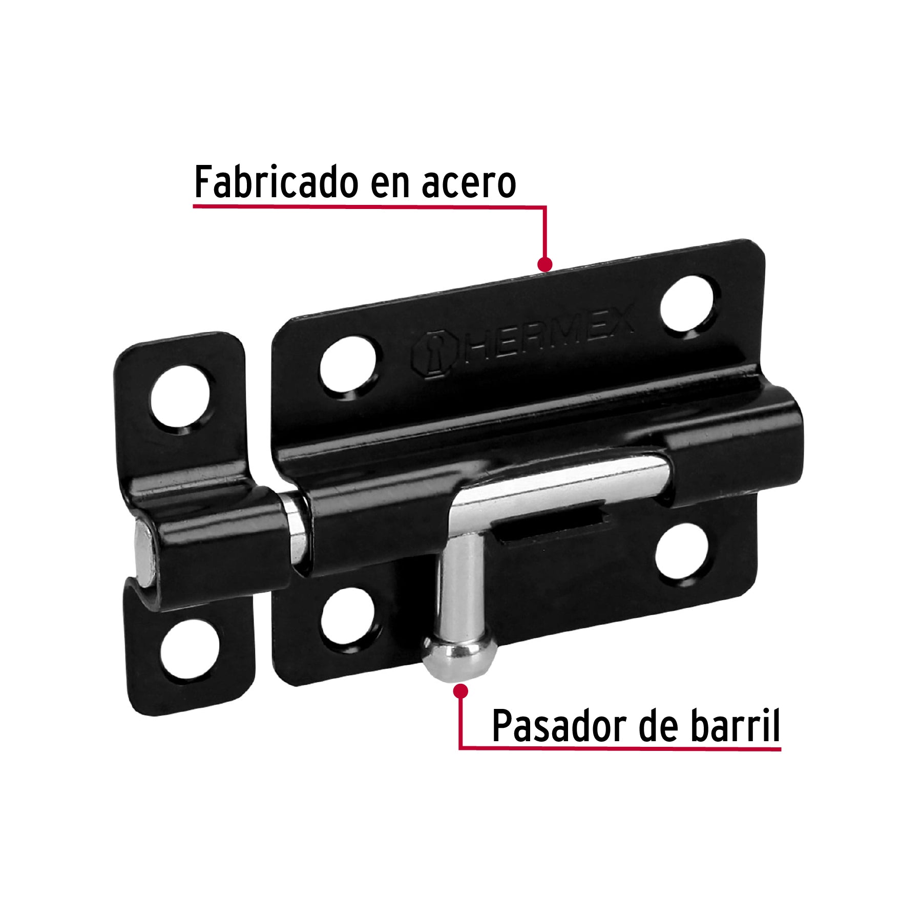 Pasador de barril 3' de acero acabado negro, Hermex PAS-36 43694 MM0