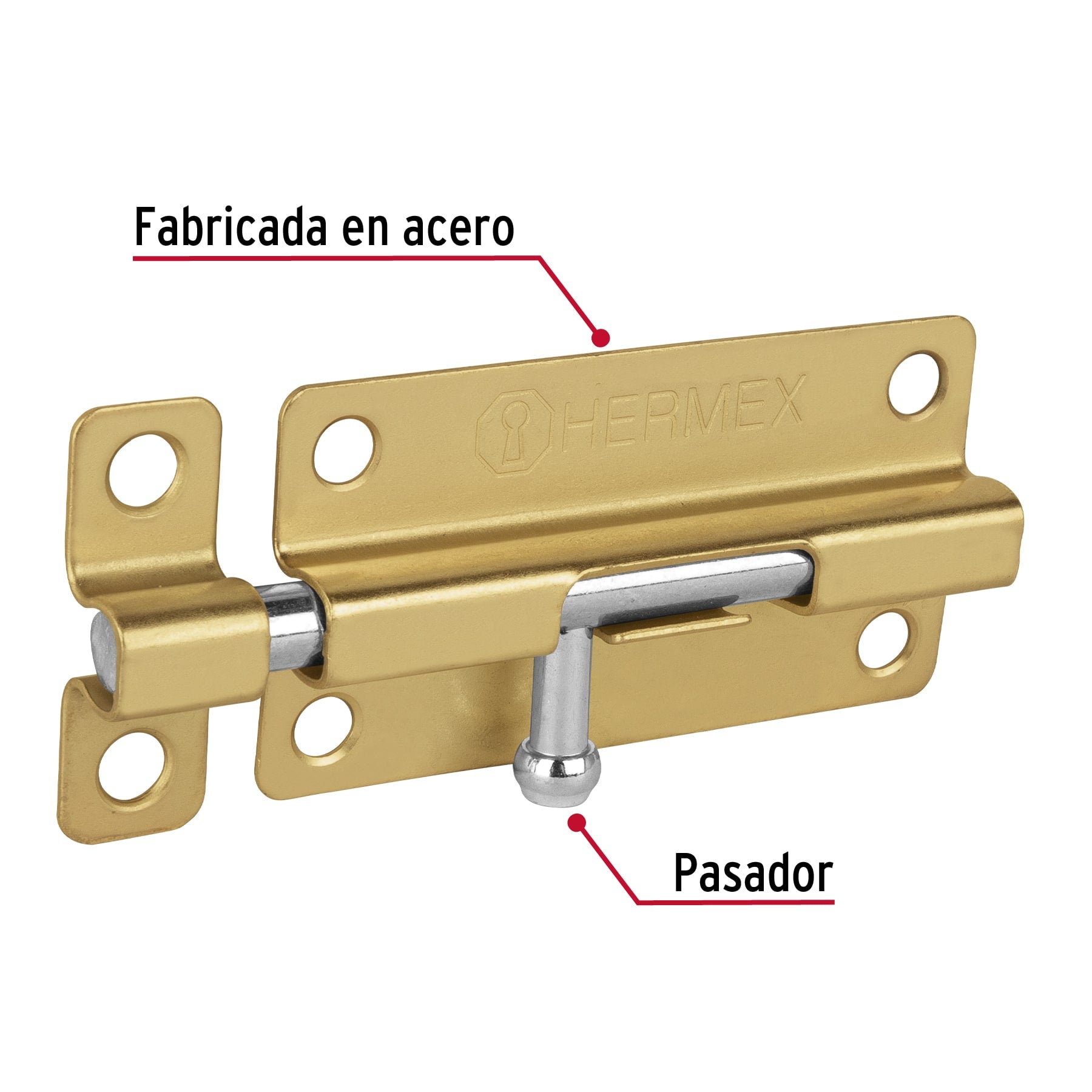 Pasador de barril de acero latón 4', Hermex PAS-41 45721 MM0