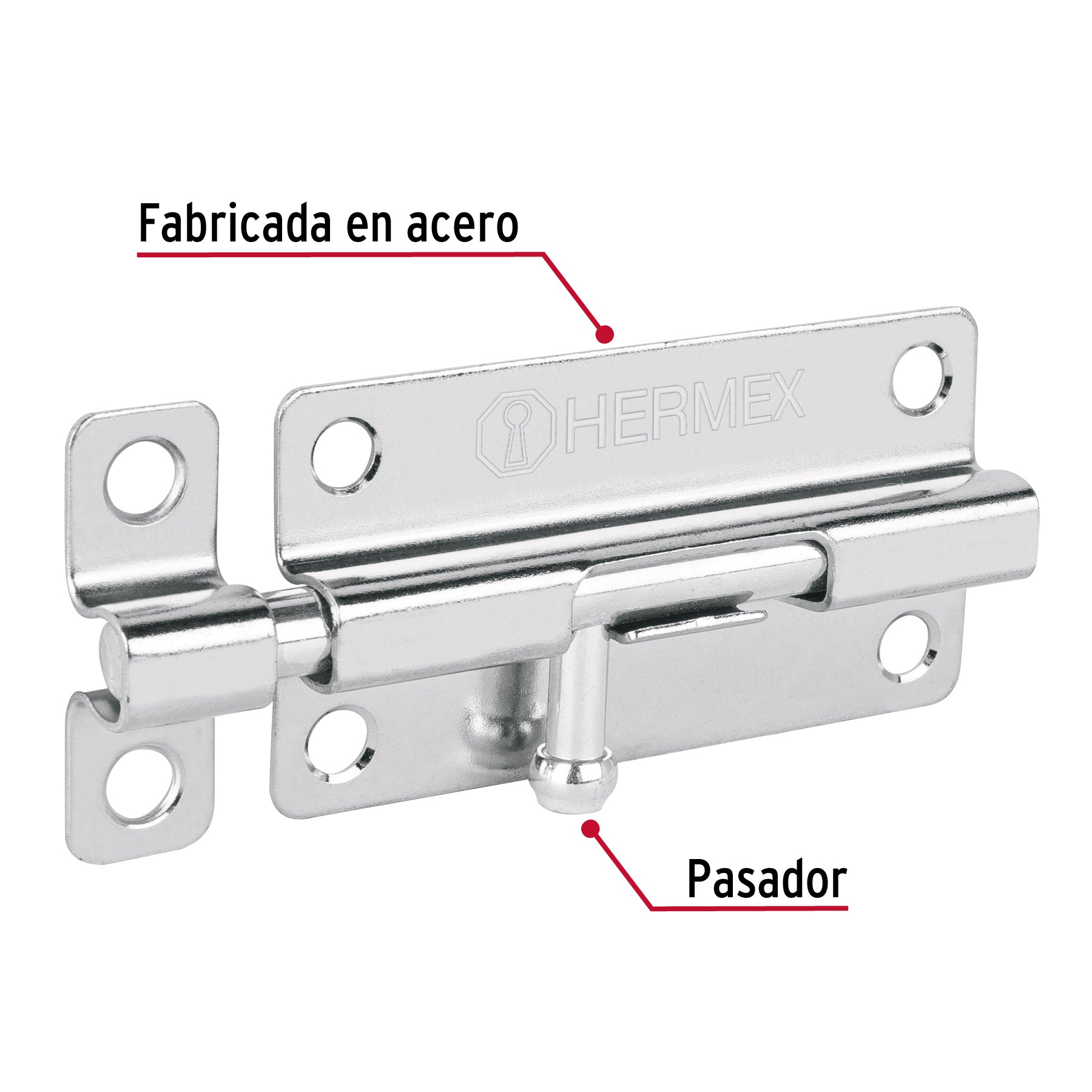 Pasador de barril de acero cromo 4', Hermex PAS-43 45731 MM0