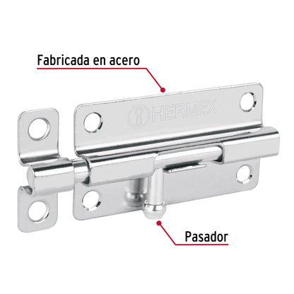 Pasador de barril de acero cromo 4', Hermex PAS-43 45731 MM0