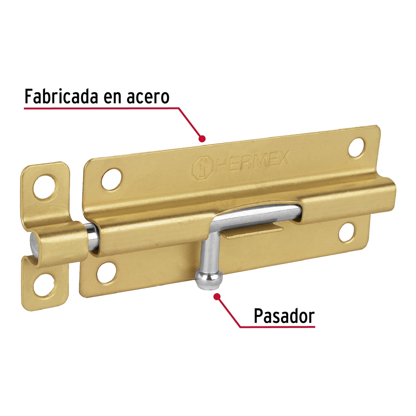 Pasador de barril de acero latón 5', Hermex PAS-51 45720 MM0