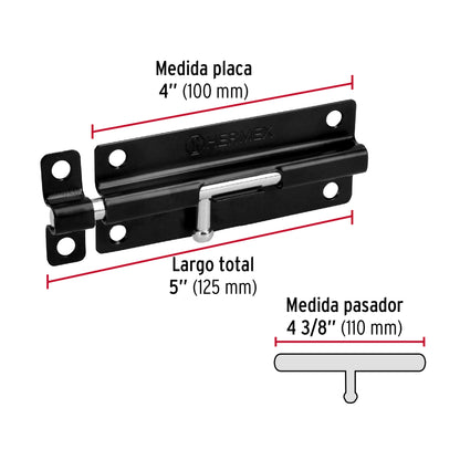 Pasador de barril 5' de acero acabado negro, Hermex PAS-56 43696 MM0