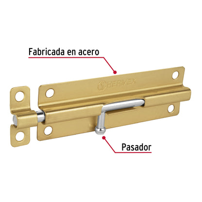 Pasador de barril de acero latón 6', Hermex PAS-61 45719 MM0