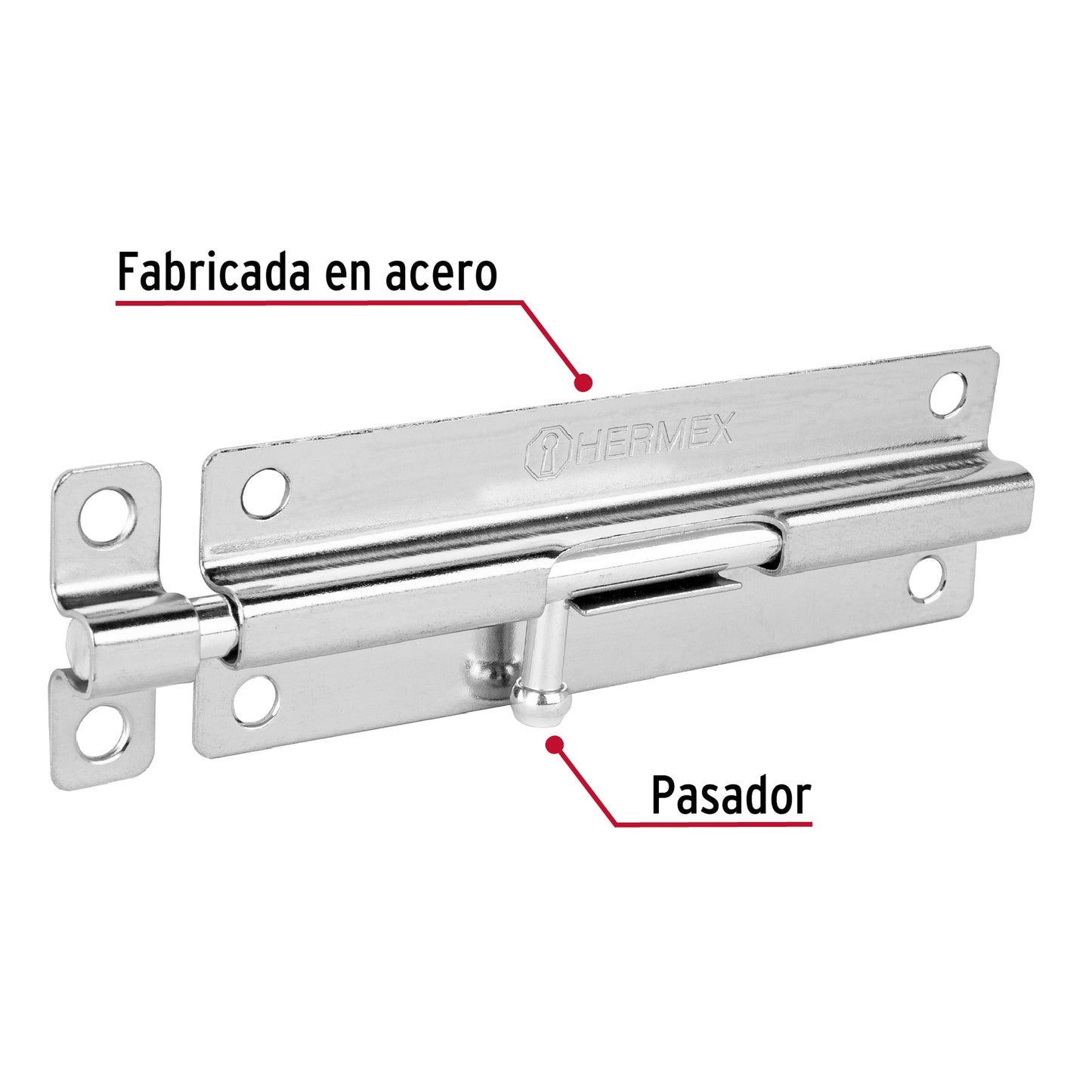 Pasador de barril de acero cromo 6', Hermex PAS-63 45729 MM0