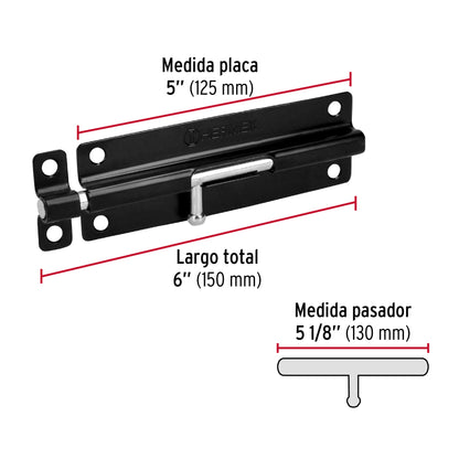 Pasador de barril 6' de acero acabado negro, Hermex PAS-66 43697 MM0