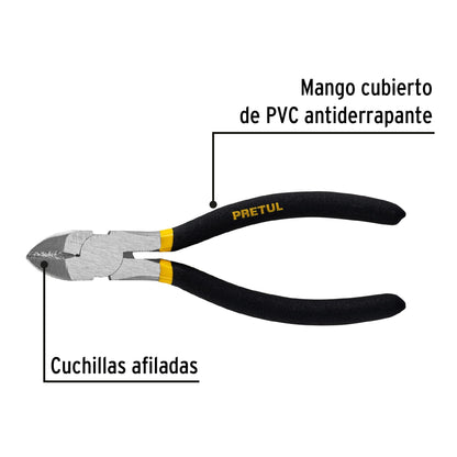 Pinza de corte diagonal 6' mango de vinil, a granel, Pretul PCD-6PG 28159 MM0