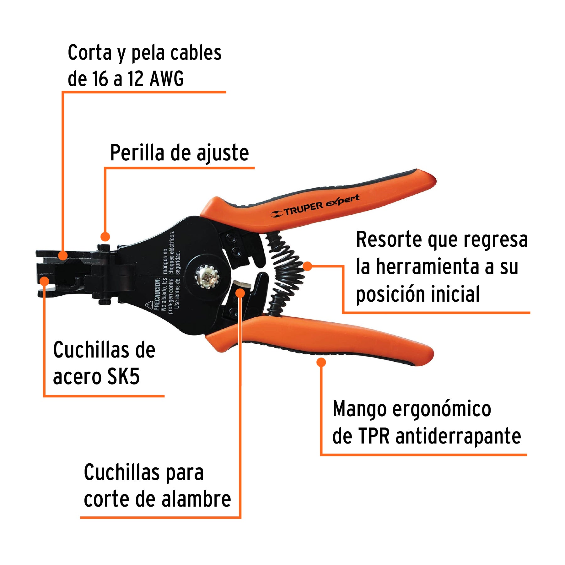 Pinza 6' pela cables automática de precisión, Truper Expert PE-CA-X 17376 MM00