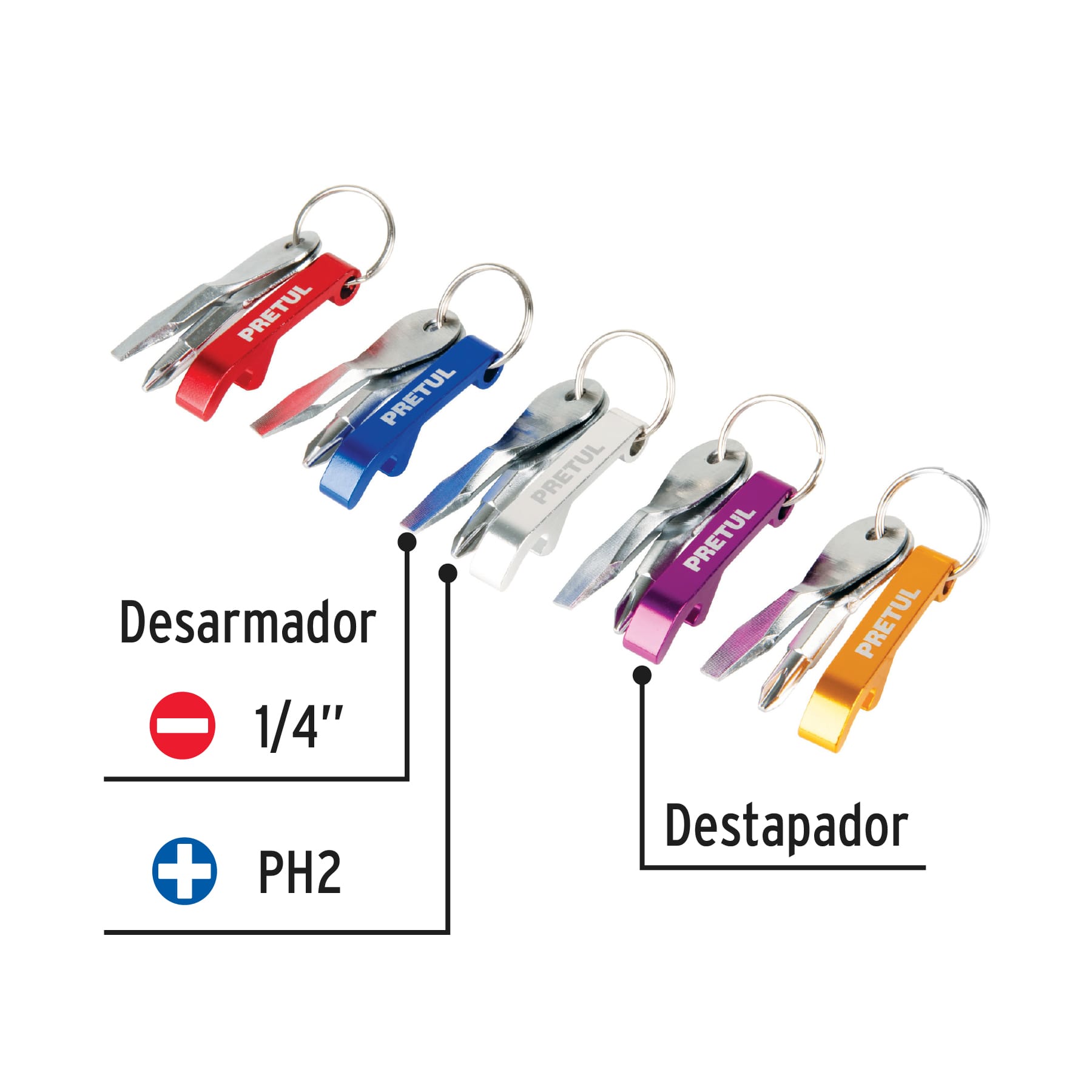 Pieza de llavero tipo desarmador y destapador, pecera 30 pz PE-DES-30 65015 MM3