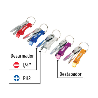 Pieza de llavero tipo desarmador y destapador, pecera 30 pz PE-DES-30 65015 MM3