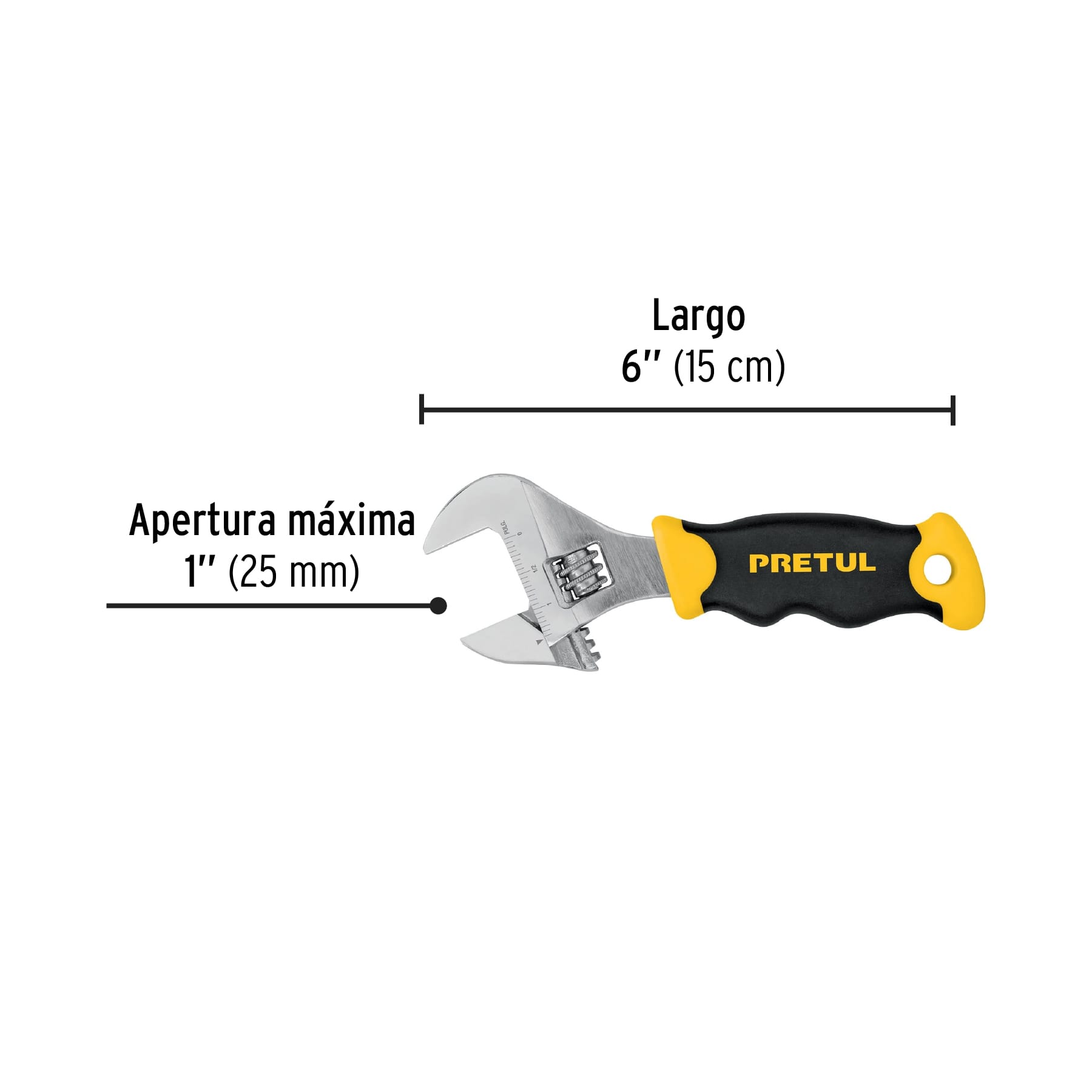 Llave ajustable (perico corto) 6' cromada con grip, Pretul PECO-6P 28219 MM0