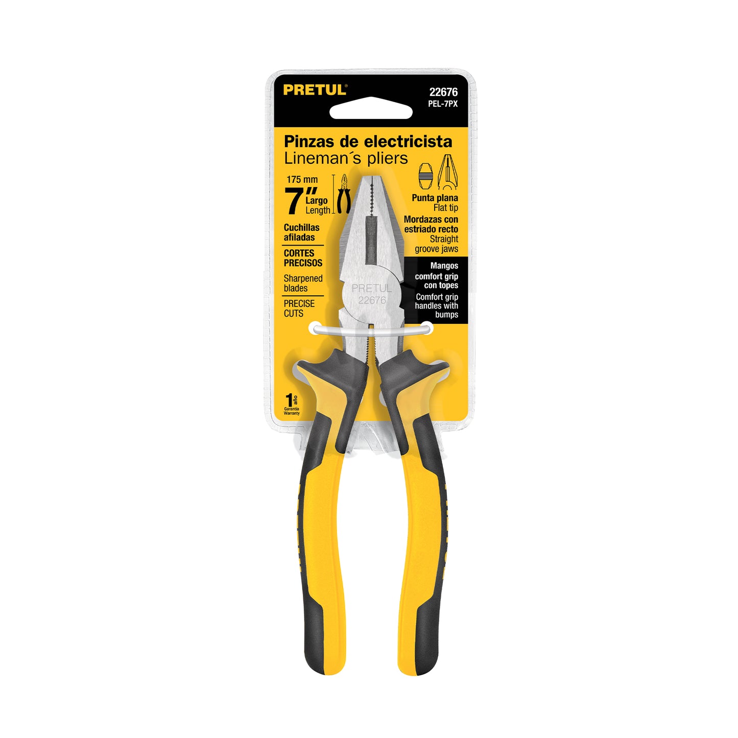 Pinza para electricista 7' mango Comfort Grip, Pretul PEL-7PX 22676 MM0