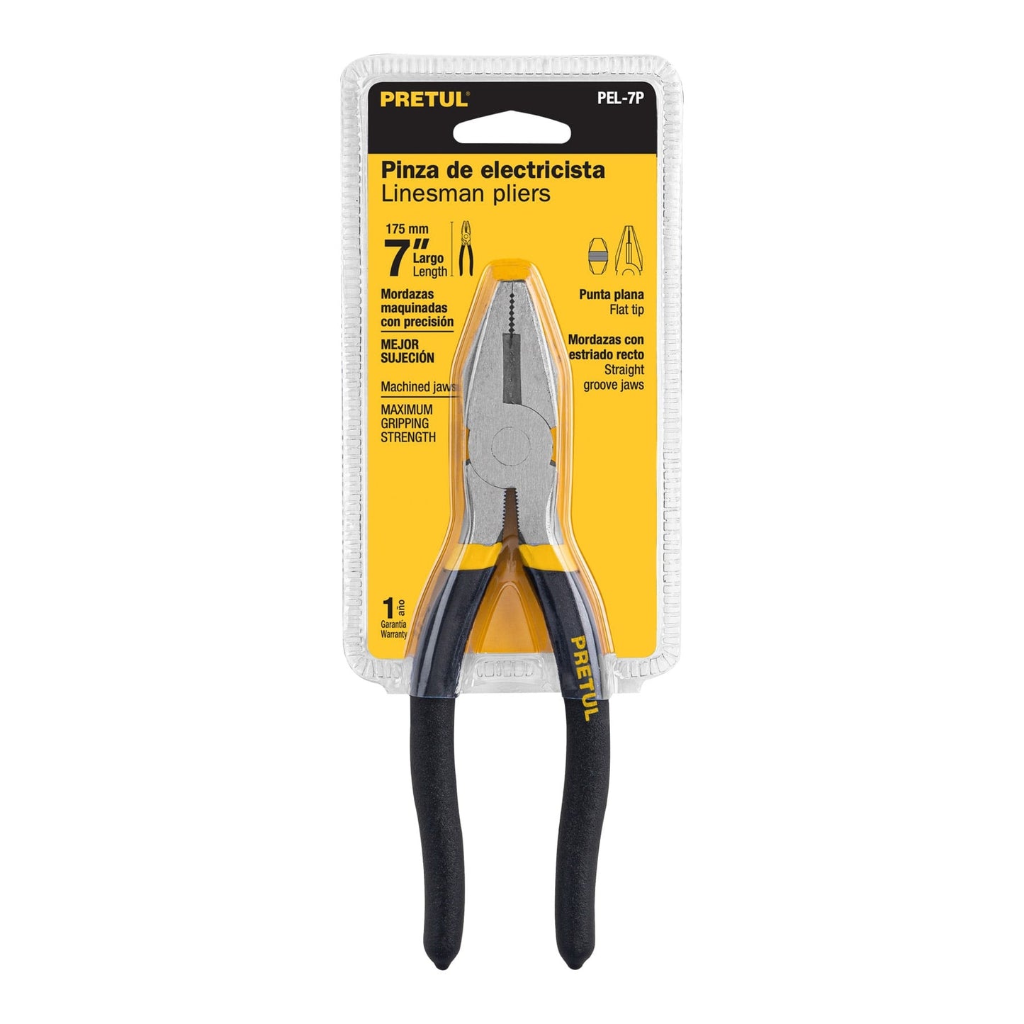 Pinza para electricista 7' mango de PVC, Pretul PEL-7P 22603 MM0