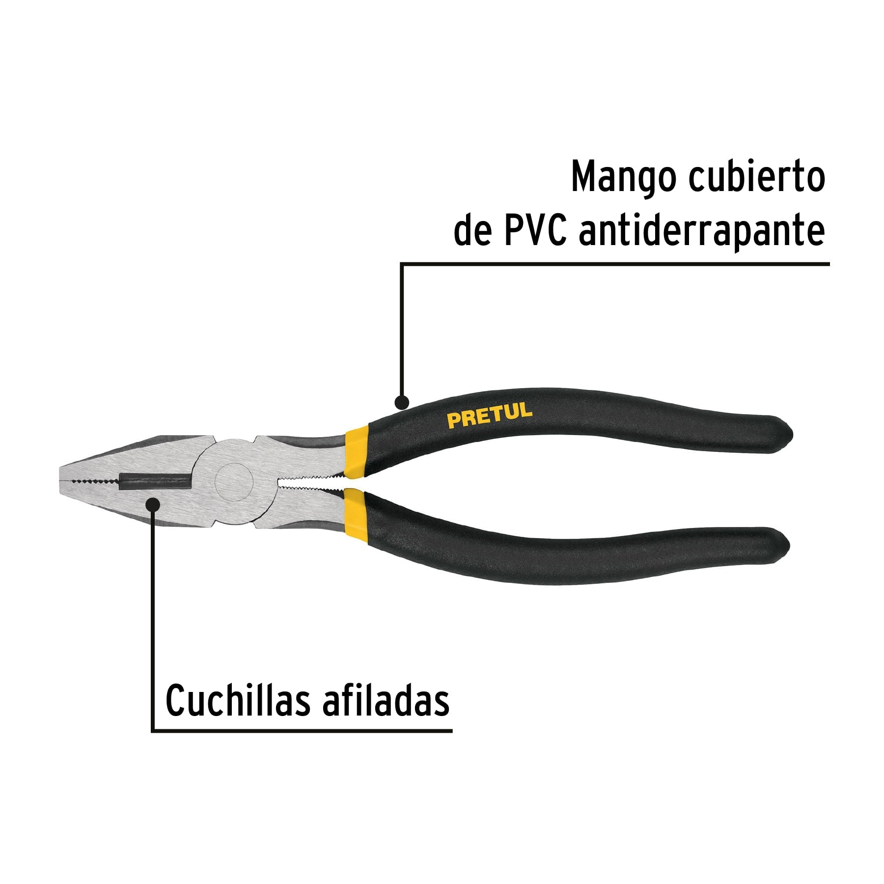 Pinza para electricista 8' mango de vinil, a granel, Pretul PEL-8PG 22708 MM0