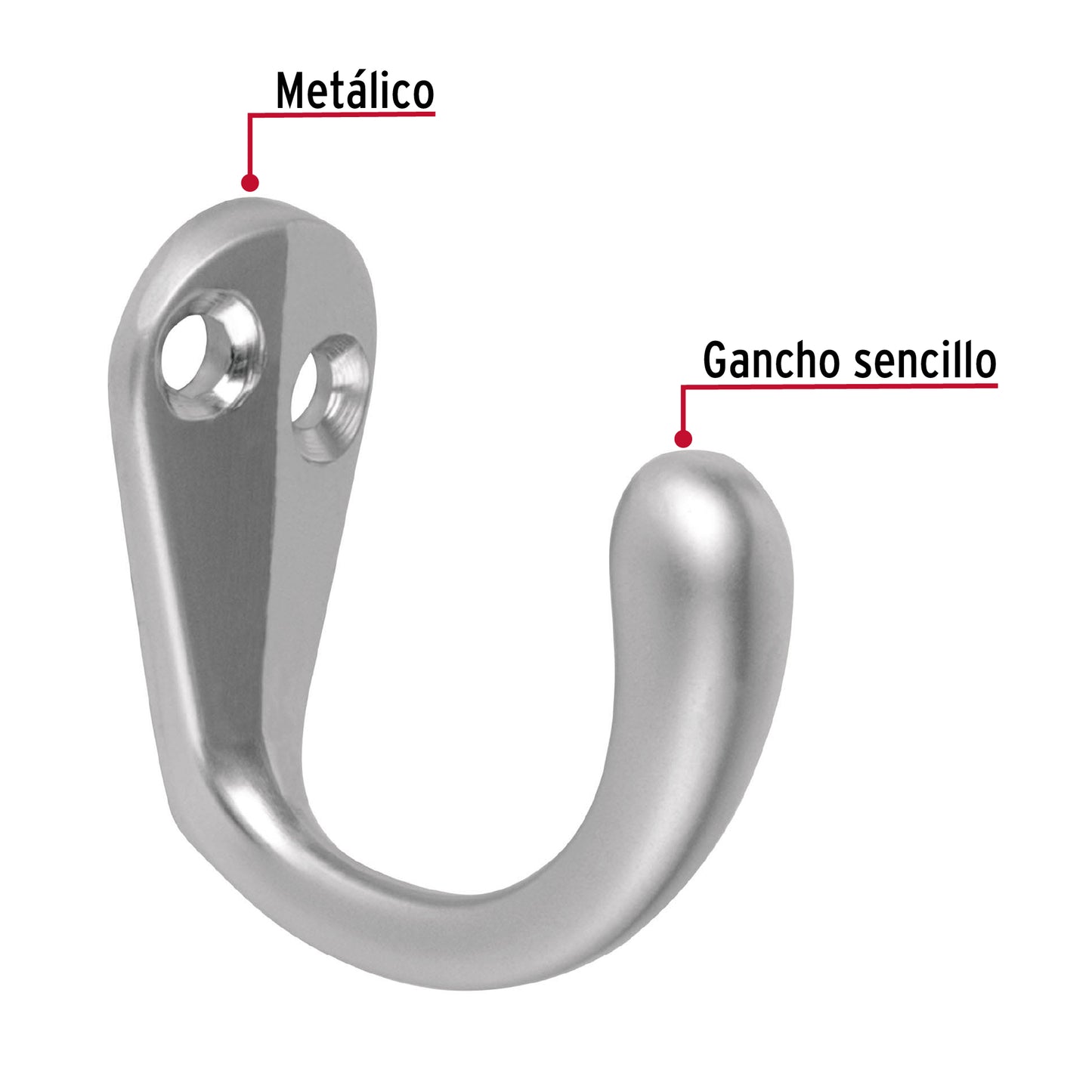 Gancho sencillo tipo perchero, cromo mate, Hermex PEPU-03 48352 MM0