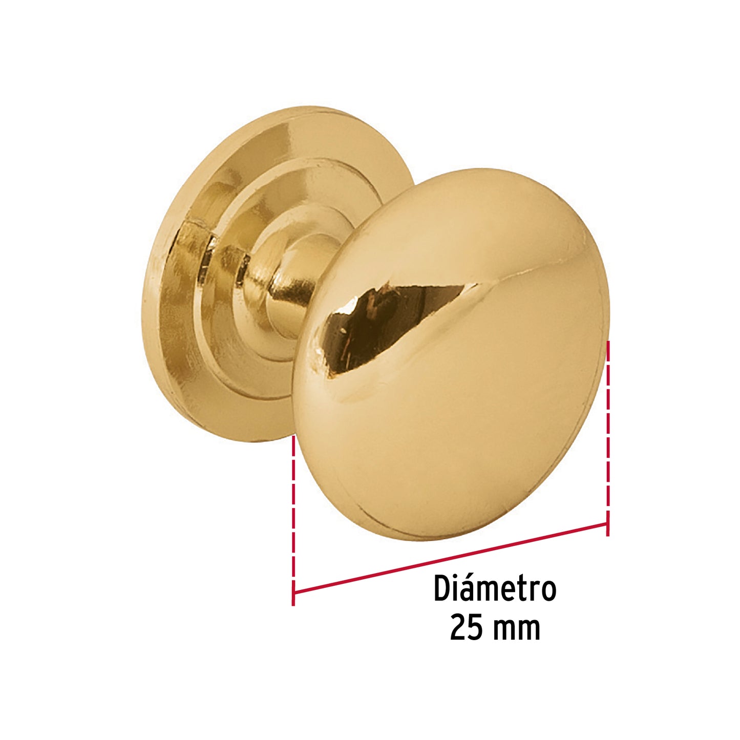 Perilla metálica estilo 'Arco', latón brillante, Hermex PER-022 43810 MM00