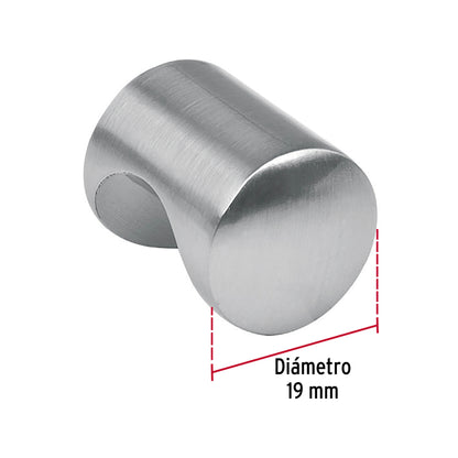 Perilla metálica estilo 'Cilindro', níquel satinado, Hermex PER-031 43807 MM00