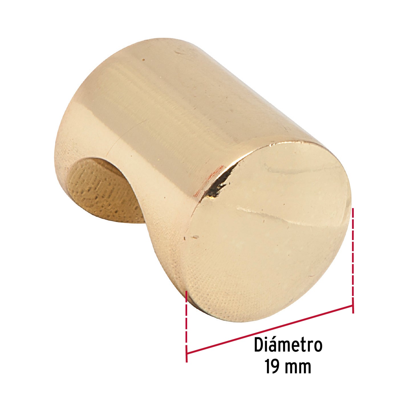 Perilla metálica estilo 'Cilindro', latón brillante, Hermex PER-032 43808 MM00