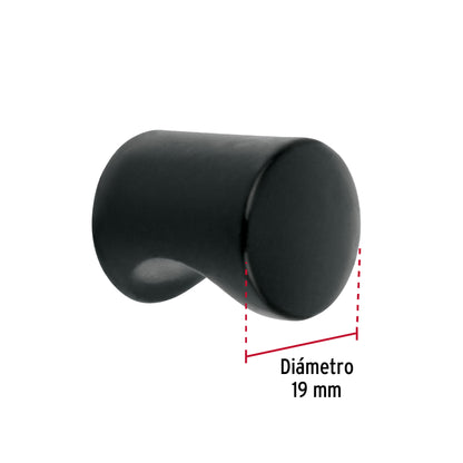 Perilla estilo 'Cilindro' acabado negro, Hermex PER-036 45649 MM00