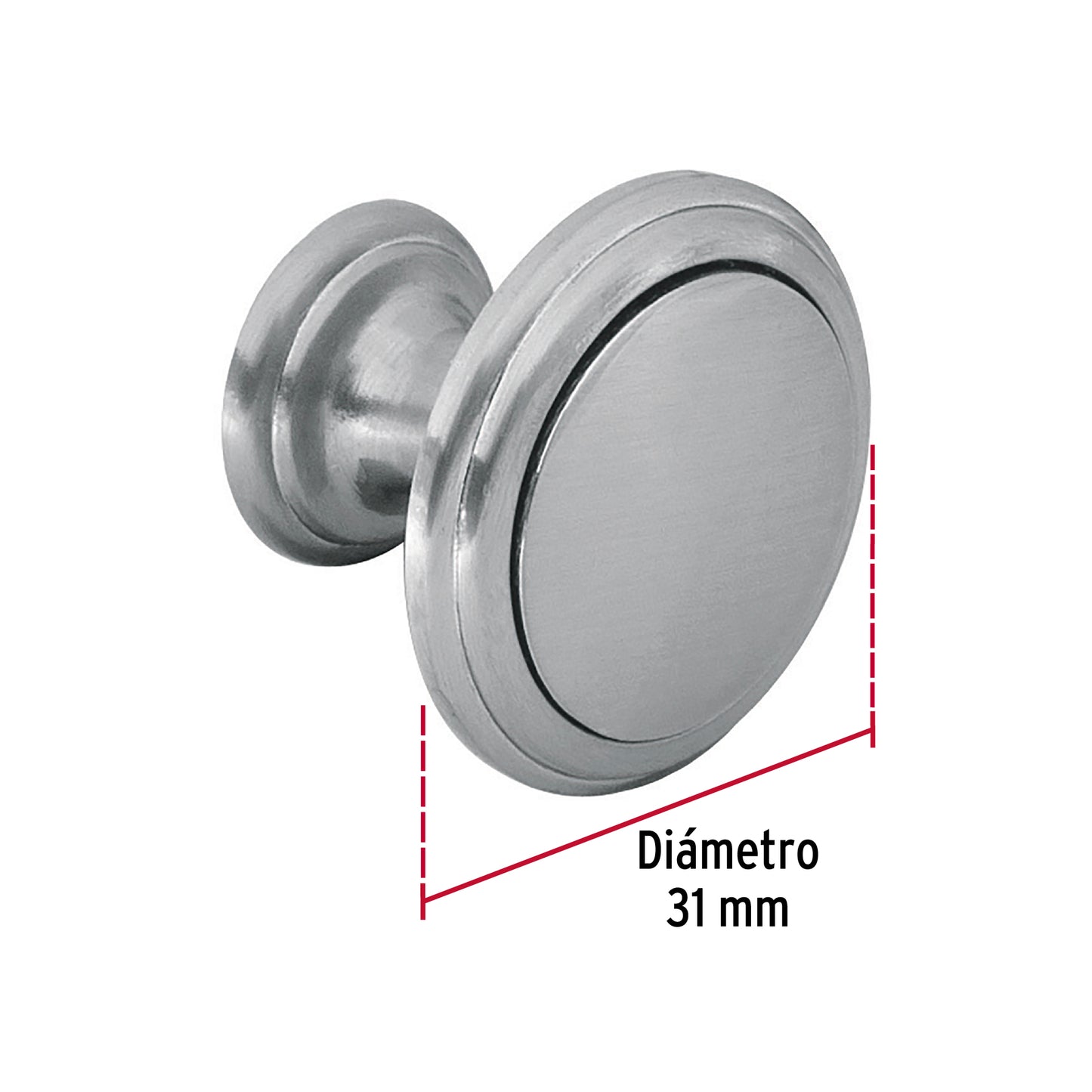 Perilla metálica estilo 'Moderno', níquel satinado, Hermex PER-071 43811 MM00