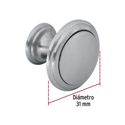 Perilla metálica estilo 'Moderno', níquel satinado, Hermex PER-071 43811 MM00