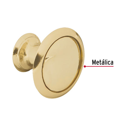 Perilla metálica estilo 'Moderno', latón brillante, Hermex PER-072 43812 MM00