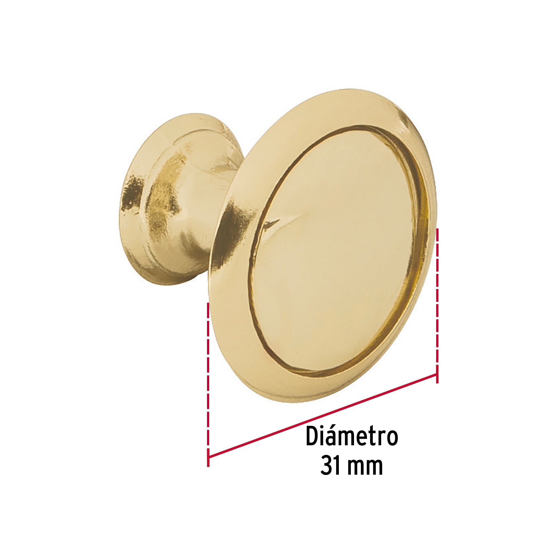 Perilla metálica estilo 'Moderno', latón brillante, Hermex PER-072 43812 MM00