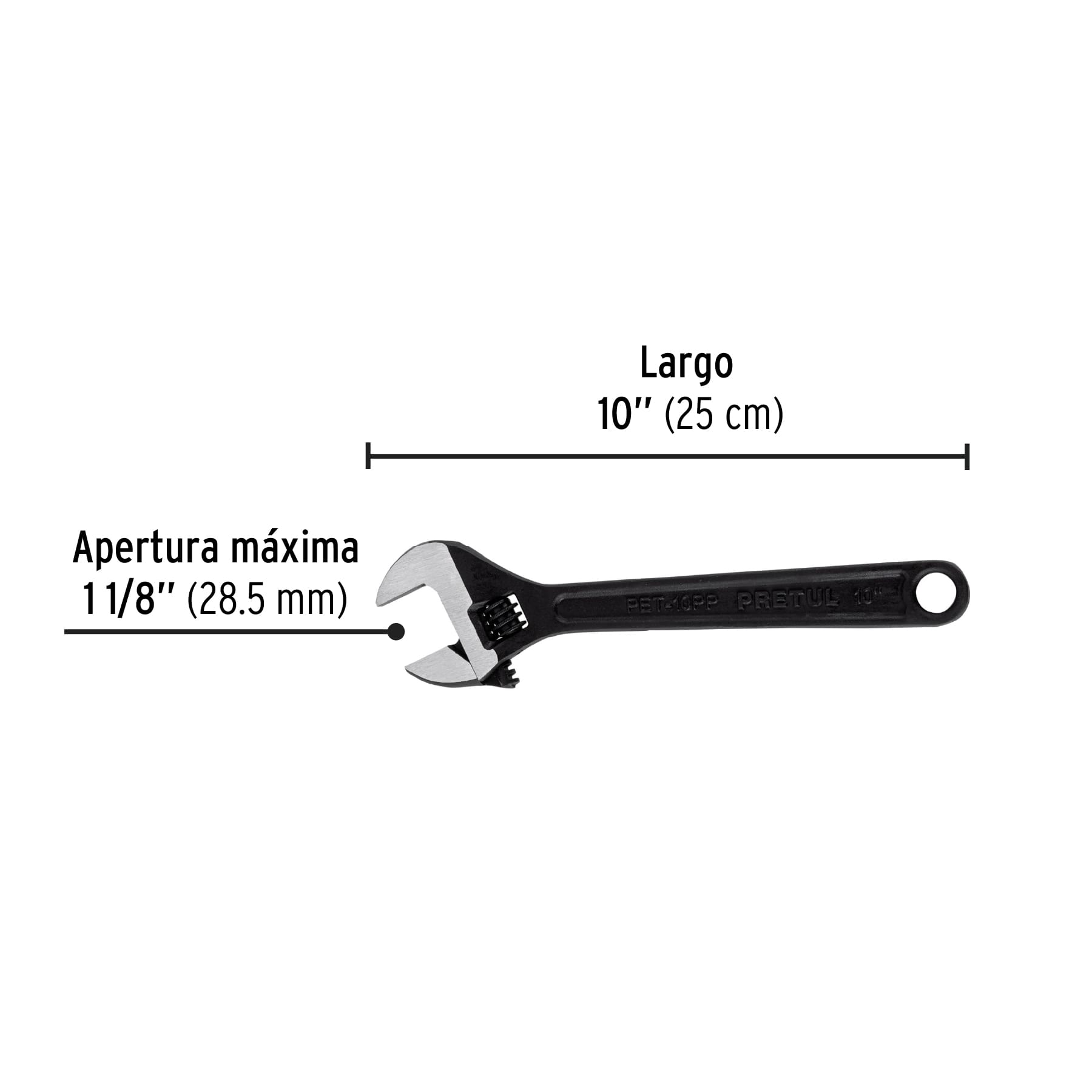 Llave ajustable (perico) 10' pavonada, Pretul PET-10PP 21824 MM0