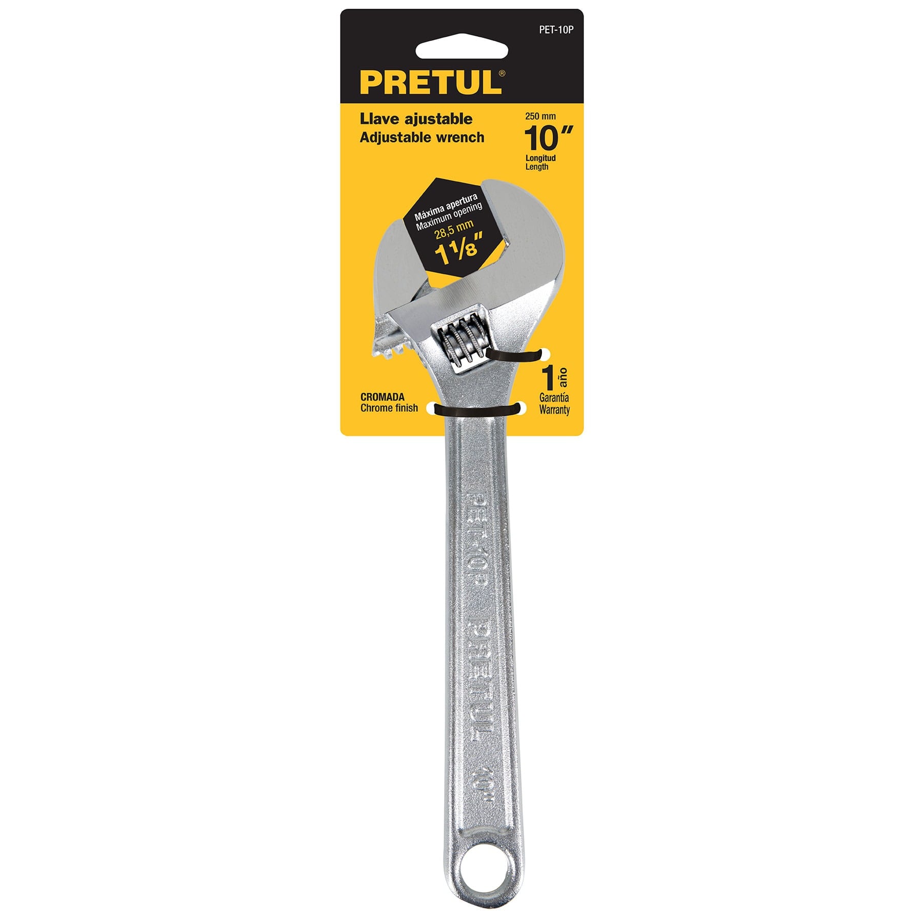 Llave ajustable (perico) 10' cromada, Pretul PET-10P 21816 MM0