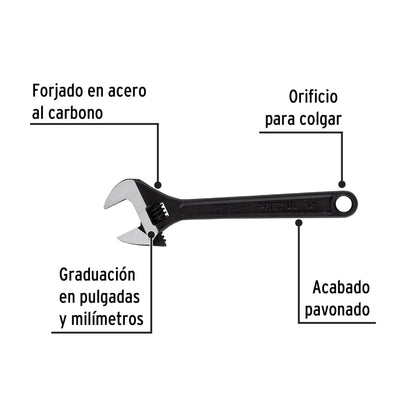 Llave ajustable (perico) 12' pavonada, Pretul PET-12PP 21825 MM0