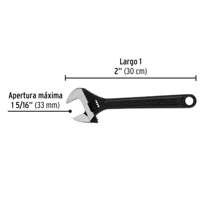 Llave ajustable (perico) 12' pavonada, Pretul PET-12PP 21825 MM0