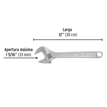 Llave ajustable (perico) 12' cromada, Pretul PET-12P 21817 MM0