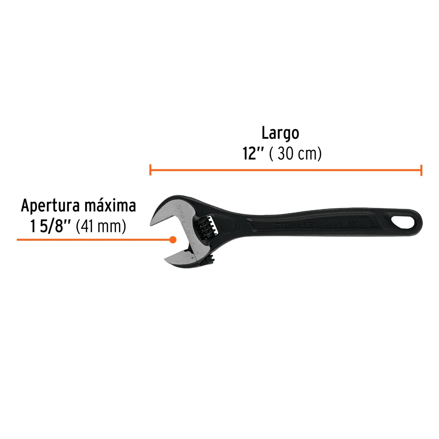 Llave ajustable (perico) 12' profesional pavonada, Expert PET-12 15503 MM00