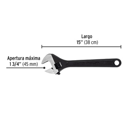 Llave ajustable (perico) 15' pavonada, Pretul PET-15PP 26053 MM0