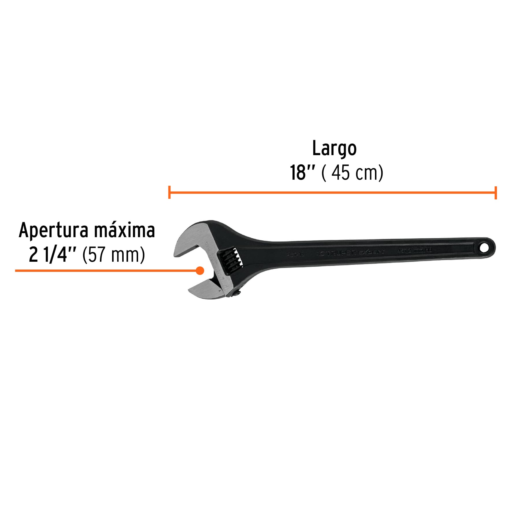 Llave ajustable (perico) 18' profesional pavonada, Expert PET-18 15498 MM00