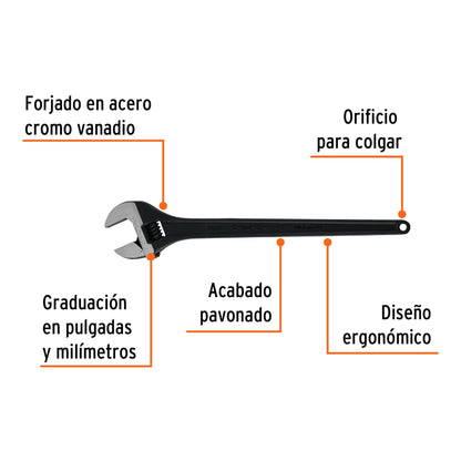 Llave ajustable (perico) 24' profesional pavonada, Expert PET-24 15499 MM00