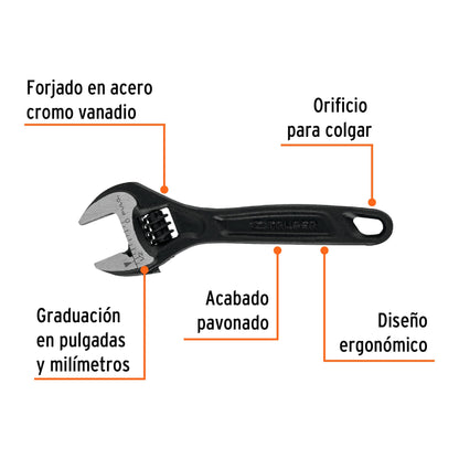 Llave ajustable (perico) 4' profesional pavonada, Expert PET-4 15497 MM00