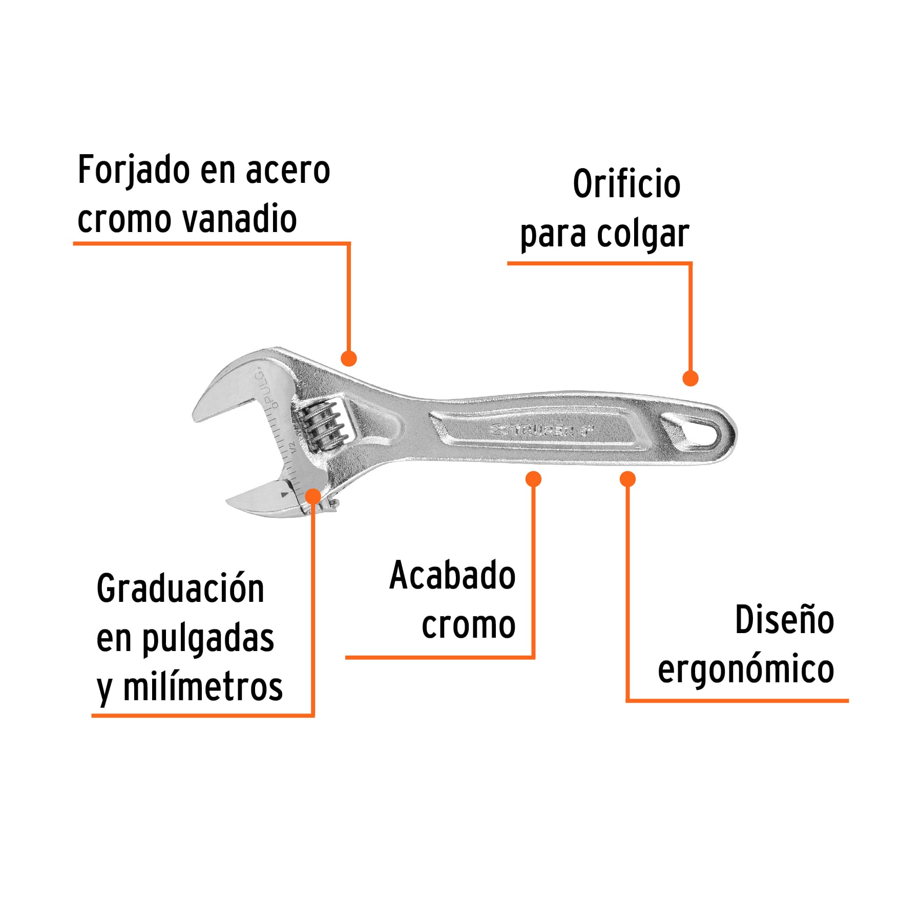 Llave ajustable (perico) 6' profesional cromada, Expert PET-6C 15505 MM00