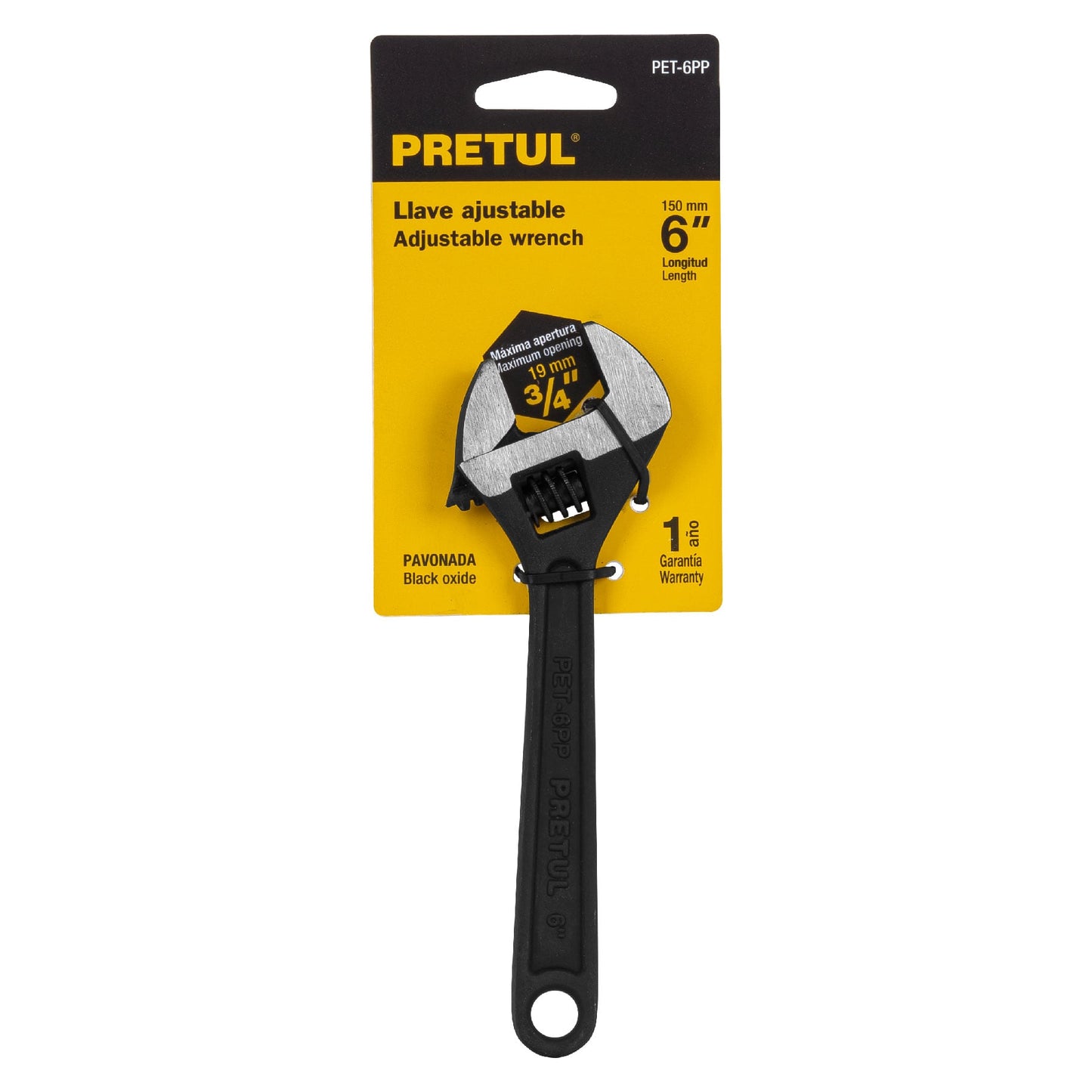 Llave ajustable (perico) 6' pavonada, Pretul PET-6PP 21822 MM0