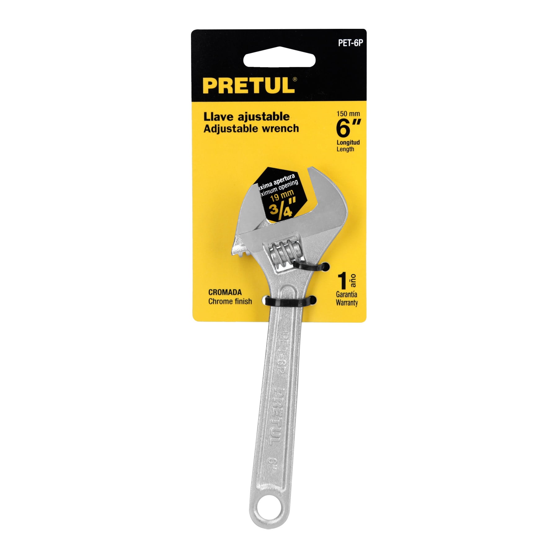 Llave ajustable (perico) 6' cromada, Pretul PET-6P 21814 MM0