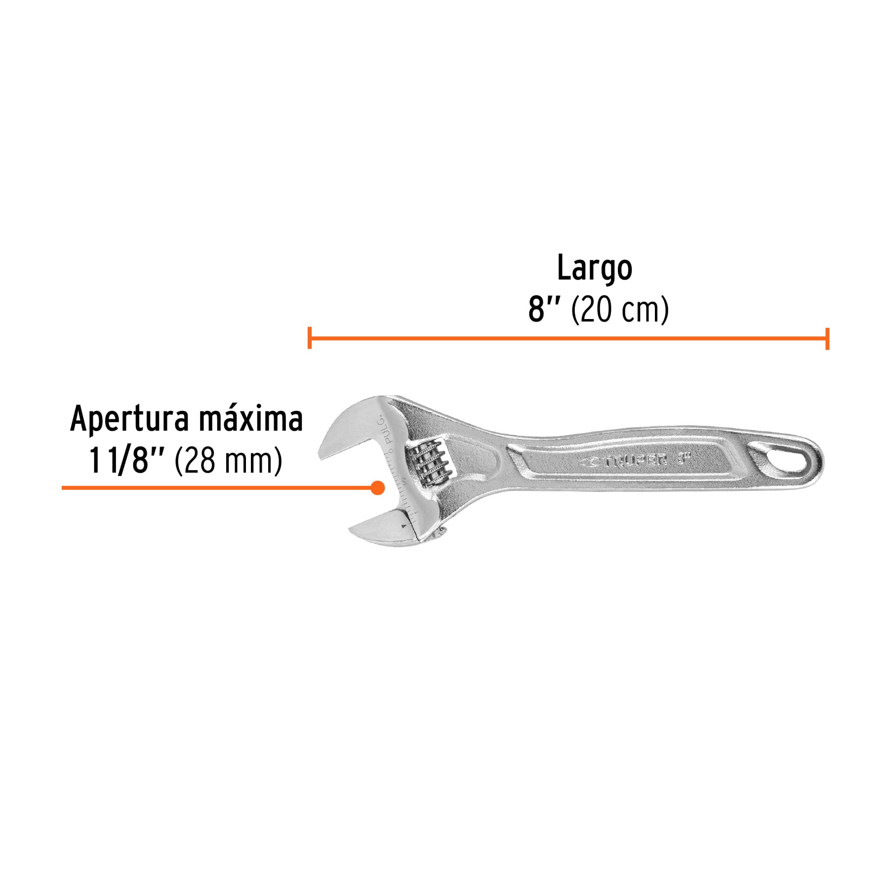 Llave ajustable (perico) 8' profesional cromada, Expert PET-8C 15506 MM00