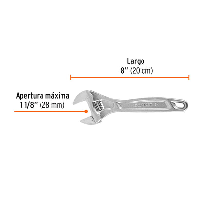 Llave ajustable (perico) 8' profesional cromada, Expert PET-8C 15506 MM00