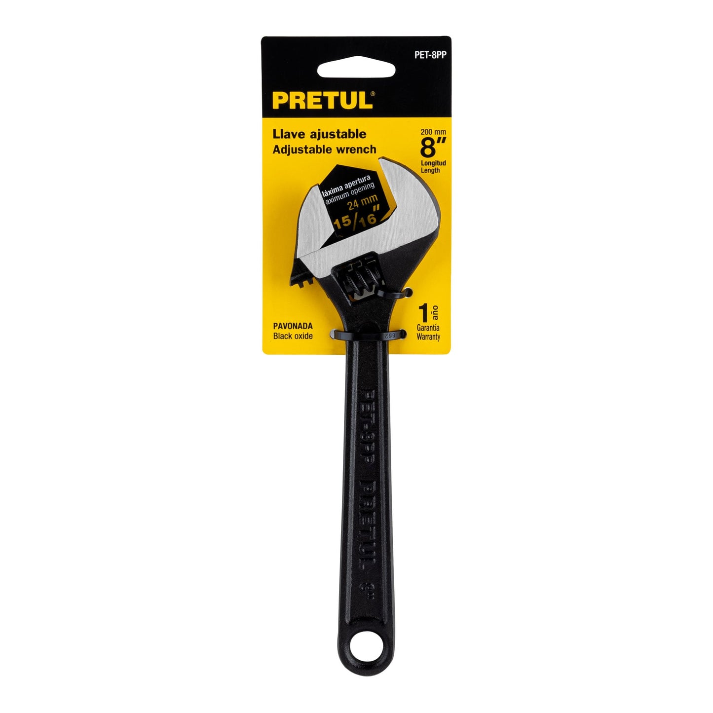 Llave ajustable (perico) 8' pavonada, Pretul PET-8PP 21823 MM0