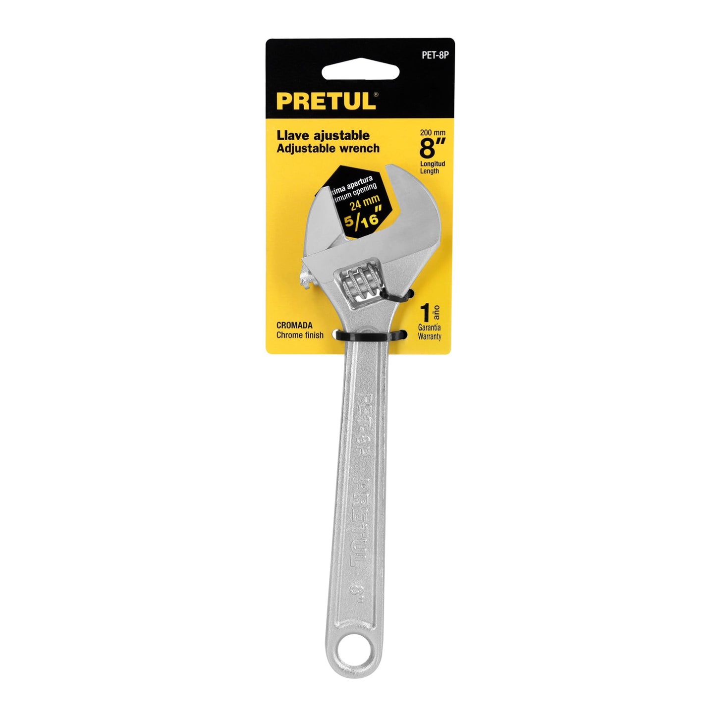 Llave ajustable (perico) 8' cromada, Pretul PET-8P 21815 MM0